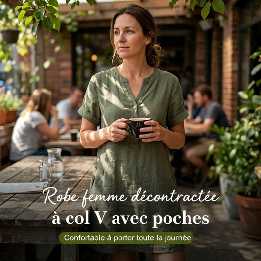 🍂🌸 Offre à durée limitée : 50 % de réduction ! Robe ceinturée à col en V et poches 🧣
